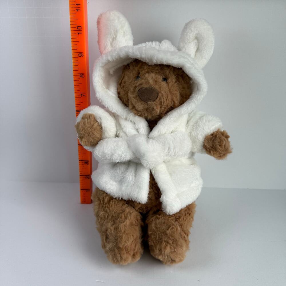 Plush Teddy Bear White Bunny Ear Robe Stuffed Animal Easter Gift 10 Inch - Picture 3 of 5